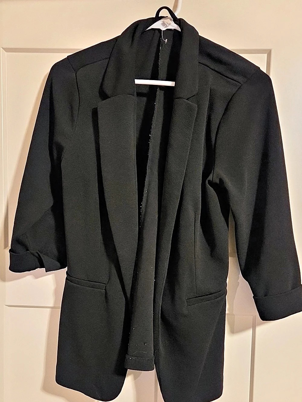 Maurices Versa 3/4 Sleeve Open Front Blazer Black Medium